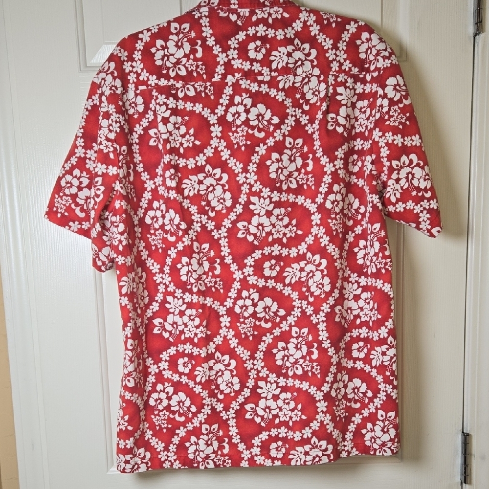 Source Unknown Lg Vtg Red & White HAWAIIAN SHIRT 🌸 LAZY DAYS BEACH OR BBQ VIBES - Picture 7 of 9